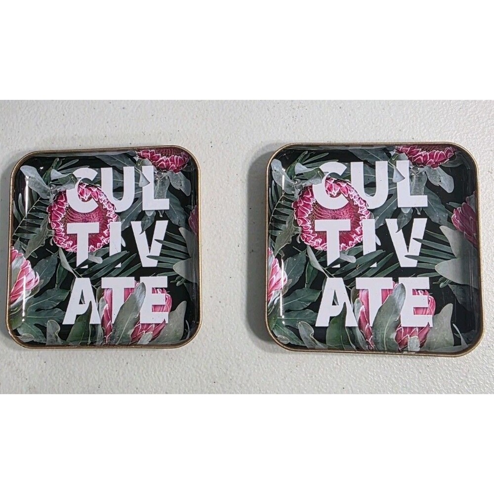 2 Studio Oh Metal Trinket Dishes Tropical Cultivate Design 2018 Stacy H Kim 3.5"